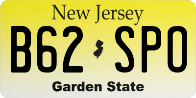 NJ license plate B62SPO