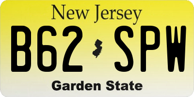 NJ license plate B62SPW