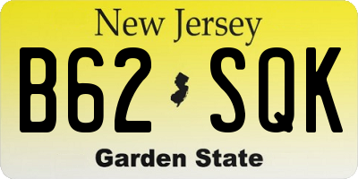 NJ license plate B62SQK