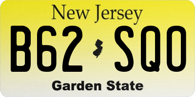 NJ license plate B62SQO