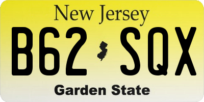 NJ license plate B62SQX