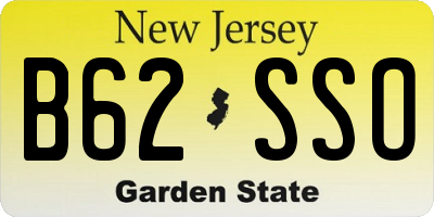 NJ license plate B62SSO