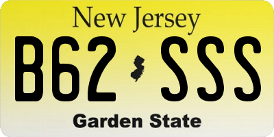 NJ license plate B62SSS