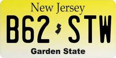 NJ license plate B62STW