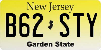 NJ license plate B62STY