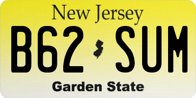 NJ license plate B62SUM