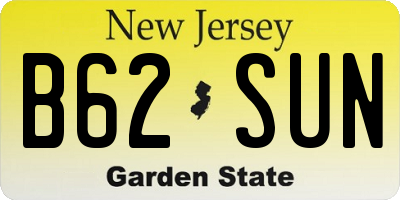 NJ license plate B62SUN