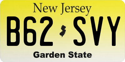 NJ license plate B62SVY