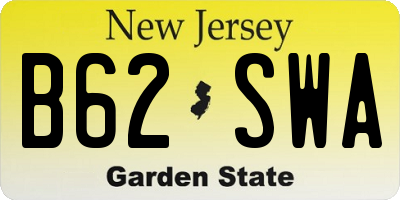 NJ license plate B62SWA