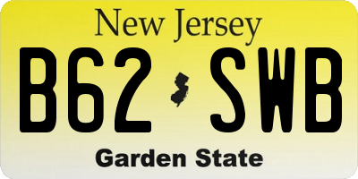 NJ license plate B62SWB