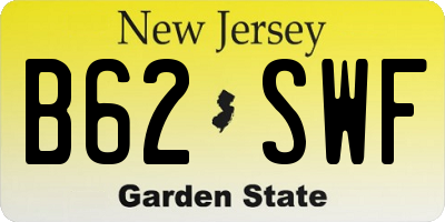 NJ license plate B62SWF