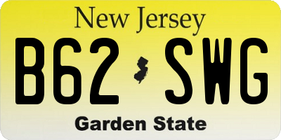 NJ license plate B62SWG