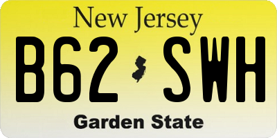 NJ license plate B62SWH
