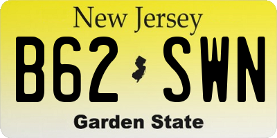 NJ license plate B62SWN