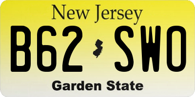 NJ license plate B62SWO