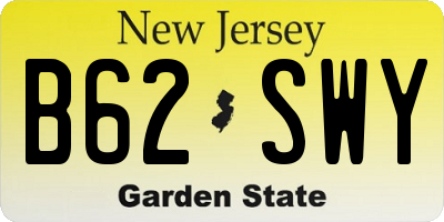 NJ license plate B62SWY