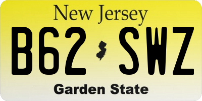 NJ license plate B62SWZ