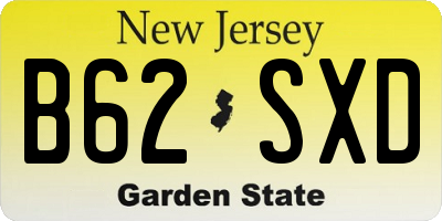 NJ license plate B62SXD
