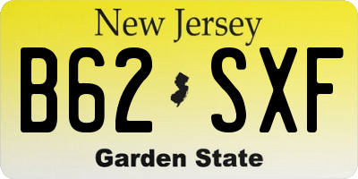 NJ license plate B62SXF
