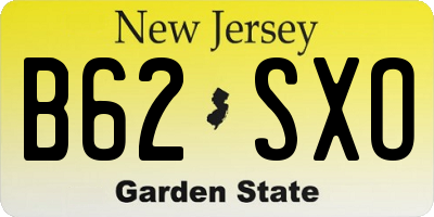 NJ license plate B62SXO