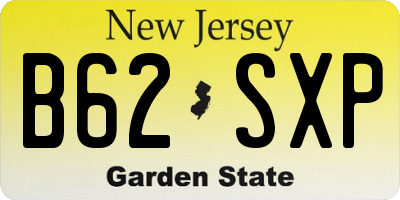 NJ license plate B62SXP