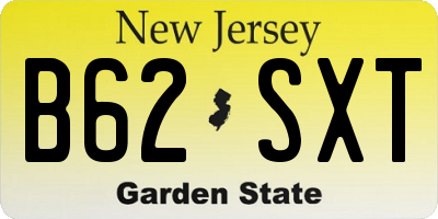 NJ license plate B62SXT