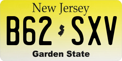 NJ license plate B62SXV