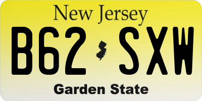 NJ license plate B62SXW