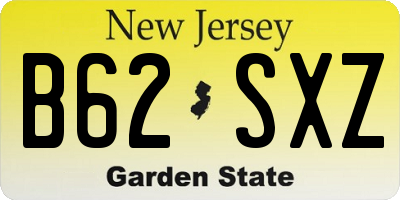 NJ license plate B62SXZ