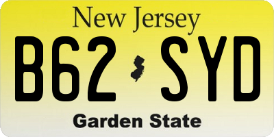 NJ license plate B62SYD