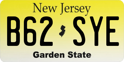 NJ license plate B62SYE