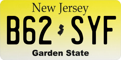 NJ license plate B62SYF