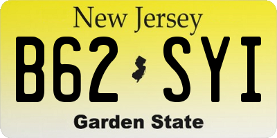 NJ license plate B62SYI