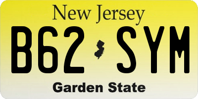 NJ license plate B62SYM