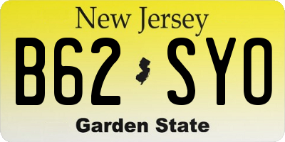 NJ license plate B62SYO