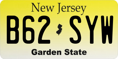 NJ license plate B62SYW