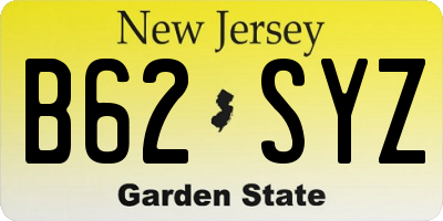 NJ license plate B62SYZ