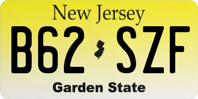 NJ license plate B62SZF