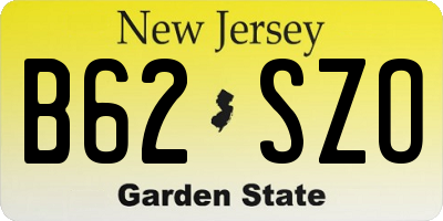 NJ license plate B62SZO