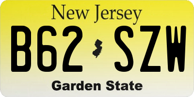 NJ license plate B62SZW