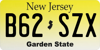 NJ license plate B62SZX