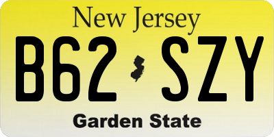 NJ license plate B62SZY