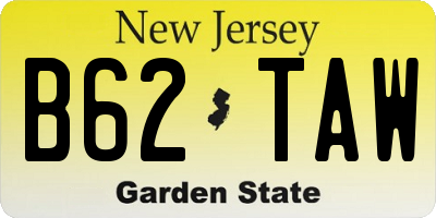 NJ license plate B62TAW