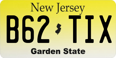NJ license plate B62TIX