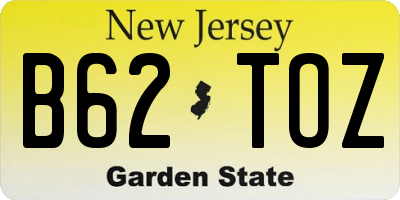 NJ license plate B62TOZ