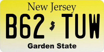NJ license plate B62TUW