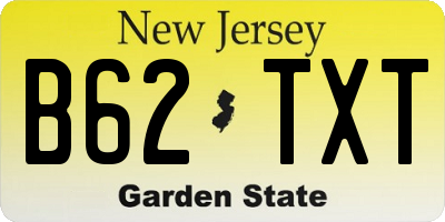 NJ license plate B62TXT