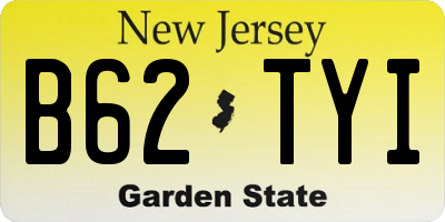 NJ license plate B62TYI