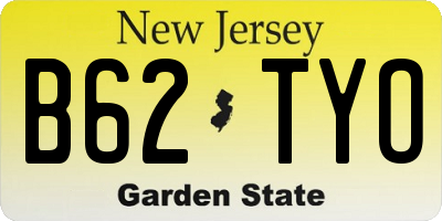 NJ license plate B62TYO
