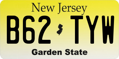 NJ license plate B62TYW